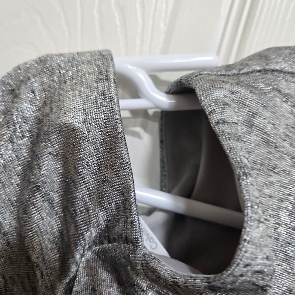 Calvin Klein Metallic Cold Shoulder Sheath Dress Silver Size 8 - Picture 9 of 11